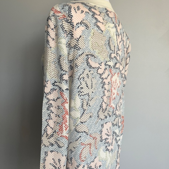 Tory Burch Silk Leaves Floral Sea corals Mosaic Print Dotted Blouse Tunic Top 4 - Picture 7 of 11